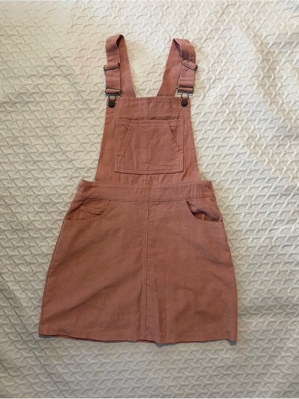 Corduroy Pinafore Skirt in Dusty Rose